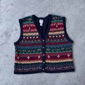 Vintage 90s Koret Striped Patterned Sweater Vest
